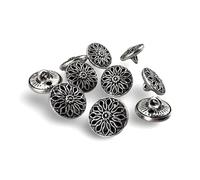 10 Stück reizende silber Dirndl Knöpfe aus Metall 14mm Ösenknopf altsilber farben