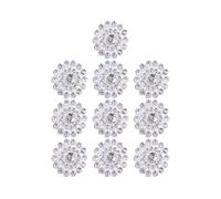 10 Stück Rund, 2x0,8x1,2cm, Silberne Schmuckknöpfe | Glitzernde Verzierung für Kleidung und Schuhe, Elegantes Selbstgemacht Zubehör, für Bastlerinnen und Damen im Alltag