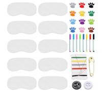 10 Stück Schlafaugenmasken, 8 Stück Farbstifte, 12 Stück Bestickte Stoffaufkleber, 1 Stück Nähset, Augenmasken Für Spiele, Diy-Augenmasken
