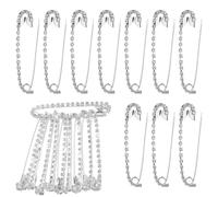 10 Stück Schleppennadel Brautkleid Silber Pin Verschluss Strassnadeln Brosche Broschennadeln Glänzende Anstecknadeln Strass-Sicherheitsnadeln für Damen Dekoration Pullover Schals Röcke
