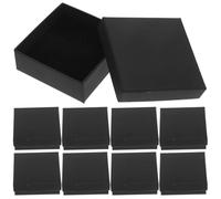 10 Stück Schmuckverpackungsbox mit Schwammkissen 8x8x3 Cm, Schwarz | Papier, Flanell und Schaumstoff, Rechteckig, für Geschenke und Reisen, Elegant