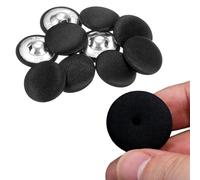10 Stück Schwarz Knöpfe mit Stoffüberzug 25mm Satinstoff Bezogen Nähknöpfe Runde Bastelknöpfe Metallschaft Ösenknöpfe Vintage für Mantel Kleidung Jacke Blazer Anzüge DIY