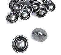 10 Stück silber geschwärzt Metallknöpfe mit Apfel Motiv 23mm Ösenknöpfe zum Annähen