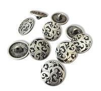 10 Stück silber matt florales Muster Metallknöpfe Ösenknöpfe 15mm, 18mm oder 20mm (15mm)