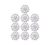 10 Stück Strass Blumenknöpfe aus Legierung, Silberne Deko | Runde Form mit Funkelnder Verzierung, Geeignet für Haaraccessoires, Kostümdekorationen, Partys und Kreative Bastelprojekte