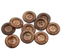 10 Stück tolle echt Oliven Holz Knöpfe mit Rillen und Brand-Effekt 4 Loch natürliche Maserung (30mm)