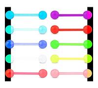 10 Stück Zungenringe Acryl Zungenpiercings Zungenpiercing Bars für Nacht Kunststoff Zungenpiercing Barbells, M, Kunststoff