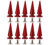 10 stücke 10x26mm große größe Kegel Spikes Punk Nieten bolzen Schraube Baum Form zurück Spikes für DIY Leder Schuhe Jacke Handwerk kleidersack(rot)
