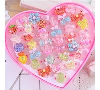 10 Stücke/set Bunte Modische Süße Cartoon Gemischte Stil Frucht Tier Prinzessin Ring Set, Zufällige Farbe & Stil, Ohne Box, Schmuckzubehör Geschenk Fü