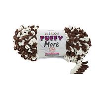 10 x 150g Strickgarn Alize Puffy More Color, Fingerstrick-Wolle Stricken ohne Nadel Farbwahl, Farbe:6288 weiß-braun