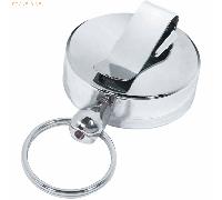 10 x Wedo Gürtelclip 28mm mit ausziehbarer Schnur chrom