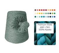 100% Alpaka 500 Gramm günstige Wolle zum Stricken Strickwolle Handstrick Wolle Alpakawolle Stricken Häkeln Garn kratzfrei Nadel 3 3,5 4 5 - Grün Reseda