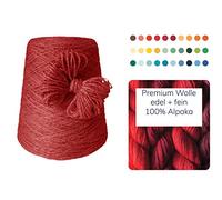 100% Alpaka 500 Gramm günstige Wolle zum Stricken Strickwolle Handstrick Wolle Alpakawolle Stricken Häkeln Garn kratzfrei Nadel 3 3,5 4 5 - Rot