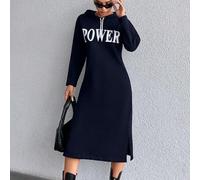 100% Baumwolle Buchstaben Muster Übergroßes Hoodie Kleid