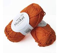 100% Baumwollgarn zum Stricken und Häkeln, 3 oder leicht, DK, Kammgewicht, Drops Muskat, 51 g, 109 Yards pro Knäuel (49 Dark Orange)