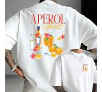 100% Cotton Men's T-Shirt with Double-Sided Print, Cocktail Print "APEROL Spray" Men's T-Shirt, Short Sleeves, Loose and Comfortable, Suitable for Dai
