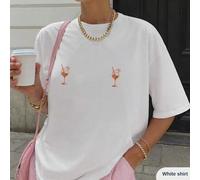 100% Cotton Mini Aperol Spritz Chest Print T-Shirt, Minimalist Aperol Spritz Graphic Tee, Women's Casual Top