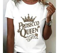 100% Cotton Prosecco Queen Leopard Print T-Shirt, Funny Wine Lover Graphic Tee, Bachelorette Party Casual Top