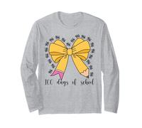 100 Days of School Niedliche gelbe Schleife Bleistift Lehrer Kinder Mädchen Langarmshirt