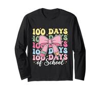 100 Days of School Niedliche rosa Kokette Schleife Bleistift Mädchen Kinder Langarmshirt