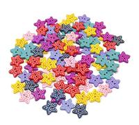 100 gemischte Holzknöpfe in Sternform, für Bastelarbeiten, Kartengestaltung, Verzierungen