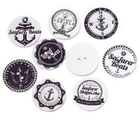 100 Holzknöpfe zum aufnähen 2,0 cm - schwarz-weiß verschiedene maritime Muster Jackenknöpfe Knöpfe aus Holz zum basteln annähen nähen aufnähen scrapbooking