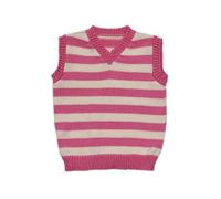 100% Merino Wolle Weste Strickjacke Ärmellos Baby Junge Mädchen Gestrickt 6-12 Monate Pink-Natural white