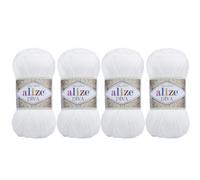 100 % Mikrofaser-Acryl, Alize Diva, Seideneffekt, Strick-, Sport- und H kelgarn, 4er-Pack, 400 g, 1370 m, Farbe (55 Wei )