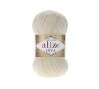 100 % Mikrofaser-Acryl, Alize, Diva-Seideneffekt, Strickgarn, 4 Knäuel, 400 g, 1532 m, Farbe 383 Stone