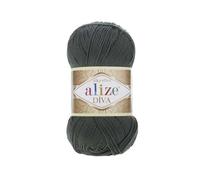 100 % Mikrofaser-Acryl, Alize, Diva-Seideneffekt, Strickgarn, Sport, Häkelgarn, 4 Knäuel, 400 g, 1532 m, Farbe (131 Khaki)