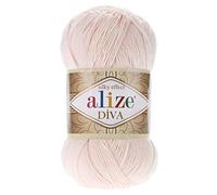 100% Mikrofaser-Acryl, Alize, Diva-Seideneffekt, Strickgarn, Sport, Häkelgarn, 4 Knäuel, 400 g, 1532 m, Farbe (382 Puder)