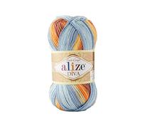 100 % Mikrofaser-Garn, Alize Diva Batik, Seideneffekt, Garn, Häkeln, Handstricken, türkisches Garn, Kunst, 400 g, Farbverlauf (7794)