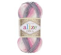 100 % Mikrofaser-Garn Alize Diva, Batik, Seideneffekt, Häkelgarn, Handstricken, türkisches Garn, Kunst, 400 g, Farbverlauf 3245