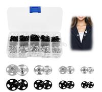 100 Sätze Nähbare Druckknöpfe in Schwarz und Silber, 12mm, 10mm, 8.5mm, 7.5mm Druckknöpf zum Annähen mit Aufbewahrungsbox, für Kleidung und Stoffe Nähen, Geldbeutel, Handtasche,DIY