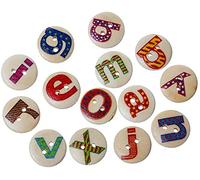 100 Stück 26 Buchstaben Alphabet Mix Nähen Scrapbook Natürliche Knöpfe mit 2 Löchern Handgefertigt für Handwerk Nähen Kleidung DIY Mode Dekoration Nizza verarbeitet