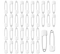 100 Stück Baby Sicherheitsnadeln für Babys, 40mm Sicherheitsnadeln Groß mit Verriegeln Verschluss,Robuste Sicherheitsnadel Edelstahl mit Kunststoffverschluss Safety Pins für Windeln,Kleidung, Weiß