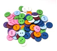 100 Stück bunte Harzknöpfe 15mm 2-Loch rund im Mix - Knöpfe Kinderknöpfe Knopf aus Harz 2-Loch-Knöpfe Bastelknöpfe zum basteln annähen Nähen an Kinderkleidung