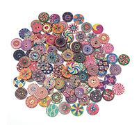 100 Stück Bunte Knöpfe Holzknöpfe YUTOU Rund Harz Bastelknöpfe Nähen Knöpfe Blume Malerei Retro Knöpfe Gemischte Multicolor Kinderknöpfe Puppenknöpfe mit 2 Löcher zum Basteln Nähen Malerei DIY, 20mm