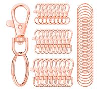 100 Stück drehbare Karabinerhaken mit Schlüsselringen, Premium-Metall-Drehgelenk-Karabinerverschlüsse, verschiedene Größen (groß, mittel, klein) für Schlüsselanhänger, Basteln, Roségold