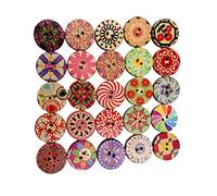 100 Stück gemischte Holzknöpfe, verschiedene 20 mm runde dekorative Knöpfe zum Nähen, Scrapbooking, Basteln und für Kleidung, runde Holzknöpfe