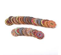 100 Stück gemischte zufällige Blumenmalerei Runde 2 Löcher Holzknöpfe für DIY Nähen Handwerk dekorativ 25mm