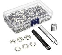 100 Stück Grommet Ösen, Grommet Werkzeug Kit, Grommet Einstell Werkzeug, mit Aufbewahrungsbox, Gelten für Leder Stoff Planen Papier Vorhang Poolabdeckung(Silber)