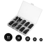 100 Stück Harz Knöpfe,4 Loch Schwarze Kunststoffknöpfe,5 Größen Rund Knöpfe mit Aufbewahrungsbox,für Kleider Nähen Mantel Hemden und DIY Dekoration
