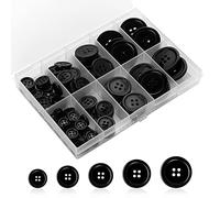 100 Stück Harz Knöpfe Schwarz 4 Loch 5 Größen Rund Gemischte Nähknöpfe Zum Kleider Nähen Mantel Hemden und DIY Dekoration