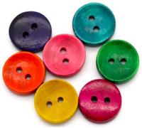 100 Stück Holzknöpfe15mm 2-Loch rund bunter Mix Knöpfe annähen basteln