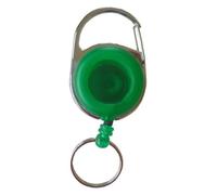 100 Stück JOJO - Ausweishalter / Ausweisclip / Schlüsselanhänger mit runder Form, Metallumrandung, Gürtelclip, Schlüsselring, Farbe transparent grün