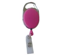 100 Stück JOJO - Ausweishalter Ausweisclip Schlüsselanhänger ovale Form, Metallumrandung Druckknopfschlaufe, Farbe pink