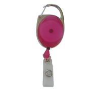 100 Stück JOJO - Ausweishalter Ausweisclip Schlüsselanhänger ovale Form, Metallumrandung Druckknopfschlaufe, Farbe transparent pink