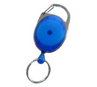 100 Stück JOJO - Ausweishalter Ausweisclip Schlüsselanhänger ovale Form, Metallumrandung Schlüsselring, Farbe transparent blau