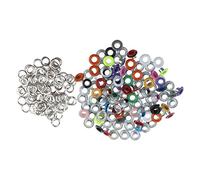 100 Stück Metallösen für Lederarbeiten,verschiedene Farben,5 mm | Ösen aus Eisen mit Dichtungen,verschiedene Farben,5 mm Innendurchmesser,9,5 mm Außendurchmesser,für Leder,Stoff,Karten
